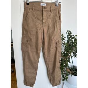 Evereve Women's Tessa Linen Blend Cargo Jogger Pants, Size 25, EUC
